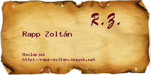 Rapp Zoltán névjegykártya